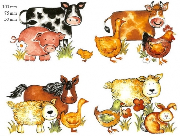 Decals – Animal Farm – Bauernhof-Tiere - 4er-Set – je 75 mm