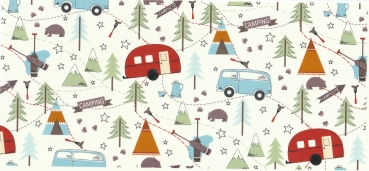 Decal – Chintz – Campsite – ca. 50 x 70 cm – Größenvergleich: Bus 3,2 x 2,3 cm - Abbildung zeigt 1/8-Bogen