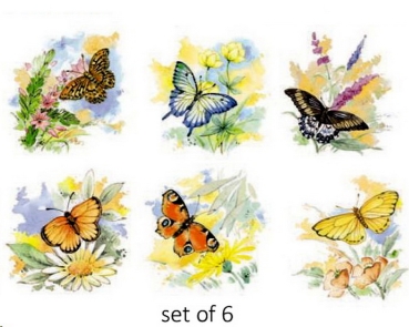 Decals – Schmetterlinge mit Blumen – 6er-Set – je 95 x 95 mm