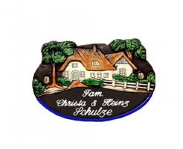 Keramik-Türschild – braun – Handarbeit - 17 x 12 cm – Landhaus