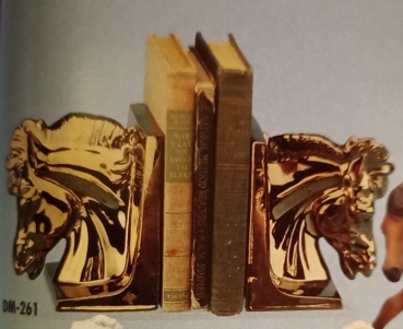 Buchstützen im 2er-Set  - zierlicher Pferdekopf – je 15 x 12 cm – Schrühware