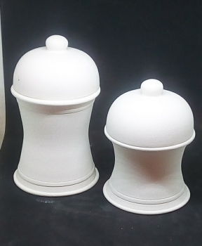 Badezimmer-Behälter nit Deckel im 2er-Set – 13 und 9 cm hoch – Schrühware