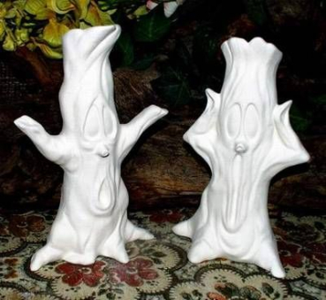 DUNCAN-Gießform - neu – Halloween-Bäume – Kerzenständer im 2er-Set – je 17,8 cm hoch - USA
