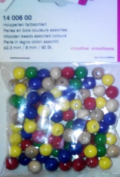 Wooden beads - 8 mm - hole 2,3 mm - mixed colors - 90 pieces - special price