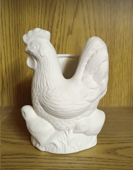 Huhn-Behälter – 17 cm hoch – 13 cm breit – Schrühware – Sonderangebot