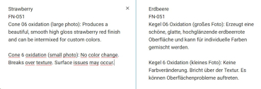 FN-051 – Strawberry – MAYCO Foundations – glänzend  – NONTOXIC – FoodSafe  – 1.000 bis 1.045 °C - Cone 06 bis Cone 05 (höher siehe Fotos) – 4oz = 118 ml