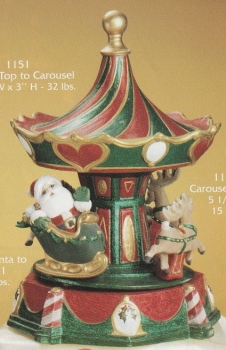 Weihnachts-Spieluhr – Karussel mit Santa und Rentier – 30 cm hoch -  22 cm Ø  – Schrühware