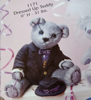 Teddy mit Frack und Hut - 23 cm hoch - Schrühware