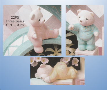 Teddy im 3er-Set – je 7,5 cm  - Schrühware