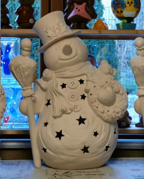 Großer Schneemann ausgeschnitten - zum Beleuchten – 42 x 62 cm – Schrühware