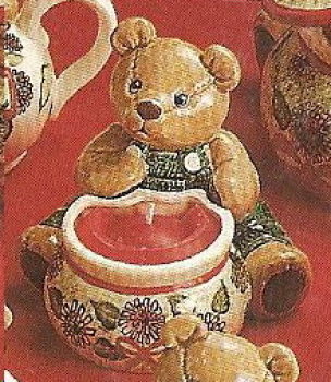 Preview: Teddy mit Bonbonbehälter - 12,5 cm hoch - Schrühware Preview: Teddy mit Bonbonbehälter - 12,5 cm hoch - Schrühware