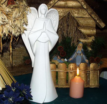 Indianerengel - Serene mit Flügeln – betend – stehend – 36 cm hoch - Schrühware