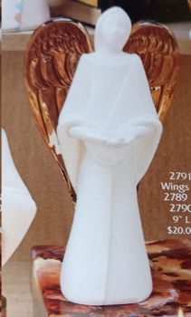 Indianer-Engel – Serene – knieend – mit Flügeln – 27,6 cm hoch – Schrühware