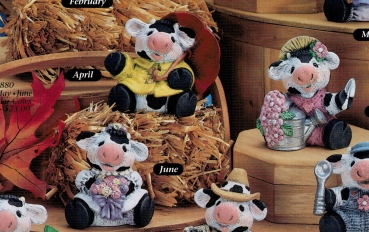 Kalenderkühe in 3er-Set – April – Mai – Juni – je 7,5 cm hoch – Schrühware