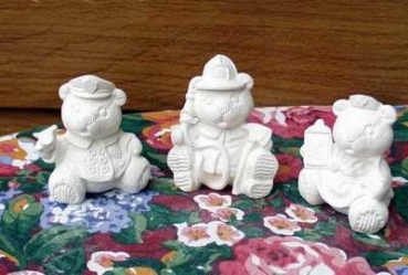 Berufsbären im 3er-Set – Krankenschwester – Feuerwehrmann – Polizist – je 8 cm hoch - Schrühware