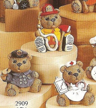Berufsbären im 3er-Set – Krankenschwester – Feuerwehrmann – Polizist – je 8 cm hoch - Schrühware