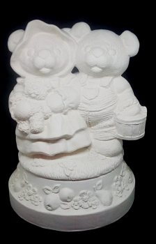 Spieluhr – Jack & Jill – Basis mit Fruchtmotiven – 17,5 cm hoch – Schrühware