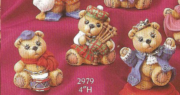 Weihnachtsbären im 3er-Set – Tag 10 bis 12 -  (ohne Basen) – je ca. 10 cm hoch – statt 9,30 EUR – Schrühware