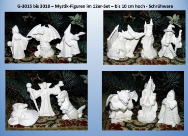 Preview: Mystik-Miniaturen im 12er-Set – bis 10 cm hoch – Schrühware Preview: Mystik-Miniaturen im 12er-Set – bis 10 cm hoch – Schrühware
