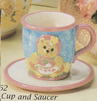 Tasse mit Untertasse - Bärenmotiv – Tasse 8 cm hoch – Schrühware