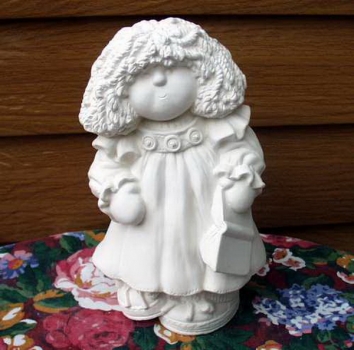 Button Buddy - Mädchen mit Buch – 25 cm hoch - Schrühware