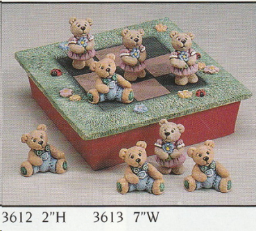 Tic Tac Toe - Spiel mit Teddys - Box 17,5 x 17,5 cm – Teddies bis 5 cm – Schrühware