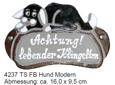 Töpfer-Türschild – Hund - modern – 16 x 9,5 cm – Flachbild – aufwändige Handarbeit