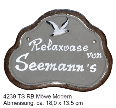 Töpfer-Türschild – Möwe - modern – 18 x 13,5 cm - Reliefbild – aufwändige Handarbeit