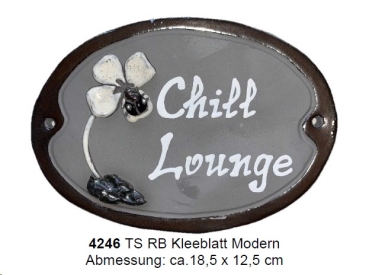 Töpfer-Türschild – Reliefbild – Kleeblatt – 18,5 x 12,5 cm - modern – aufwändige Handarbeit