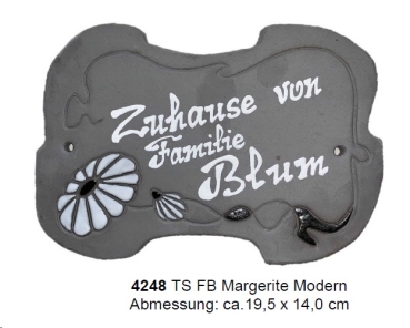 Töpfer-Türschild – Flachbild  - Margarite – 19,5 x 14 cm – modern – aufwändige Handarbeit