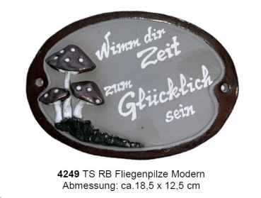 Töpfer-Türschild – Reliefbild – Fliegenpilze – 18,5 x 12,5 cm - modern – aufwändige Handarbeit