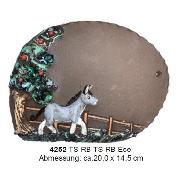 Töpfer-Türschild – Reliefbild – Esel – 20 x 14,5 cm – aufwändige Handarbeit