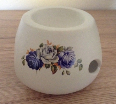 Keramik - Duftlampe weiß mit Rosen auf beiden Seiten - 8,5 x 12 cm - Unikat