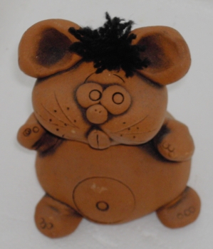 Spardose mit Stopfen - handgetöpfert aus Terrakotta-Ton – Hamster – 11 x 8 cm – Unikat – Sonderpreis