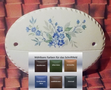 Keramik-Türschild – Blumen – 13 x 10 cm – Farbauswahl für Schriftfeld – Handarbeit