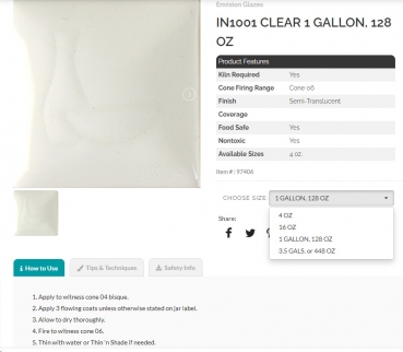 IN-1001 – Clear Transparent – Envision Glazes - Best of DUNCAN – 128 oz = 3,78 Liter - Gallone