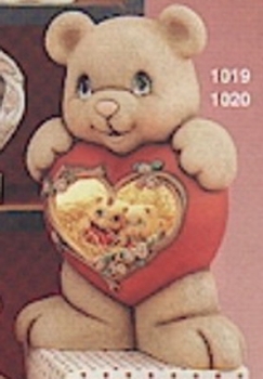 Großer Herz-Teddy – 28 cm hoch – mit Teddy-Paar – ausgeschnitten - Schrühware