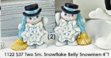 ClayMagic-Gießform – neu – Small Snowflake Belly Snowmen – Schneemänner mit Schneeflocke – im 2er-Set – je 10 cm hoch – USA