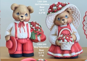 Valentine Bears im 2er-Set – Boy & Girl – 24 und 25 cm hoch – Schrühware