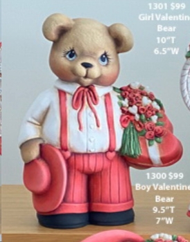 Boy Valentine Bear – 24 cm hoch – Schrühware