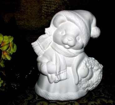 Mrs. Bear Claus – 20 cm hoch – Schrühware
