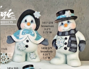 Snowman & Snowlady – Schneemann-Paar – 25 und 24 cm hoch – Schrühware