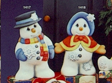 Snowman & Snowlady – Schneemann-Paar – 25 und 24 cm hoch – Schrühware