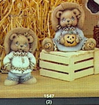 Vogelscheuchen-Teddys im 2er-Set – bis 12,5 cm hoch – Schrühware