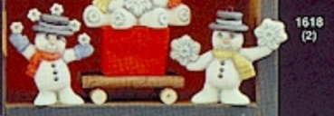 ClayMagic-Gießform - neu – Snowmen with Snowflakes Orn. – Schneemänner mit Schneeflocken im 2er-Set – je 8,6 cm - USA