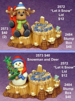 ClayMagic-Gießform - neu – Deckel zu J-2484 Stump Box – Let it Snow – 10 cm breit - ohne abgebildete Baumstumpf-Dose – USA