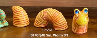 ClayMagic-Gießform - neu – Erdwurm - klein – 7,6 cm hoch – 20 cm lang - USA