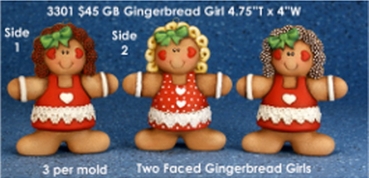 ClayMagic-Gießform – Two Faced Gingerbread Girls – 3 in der Form – je 12 x 10 cm - USA