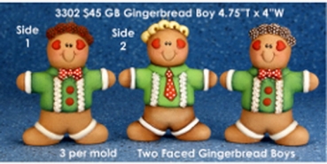 ClayMagic-Gießform – Two Faced Gingerbread Boys – 3 in der Form – je 12 x 10 cm - USA