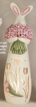 ClayMagic-Gießform - neu – Plain Bunny W/Tulips – 29,5 x 8,9 cm - USA